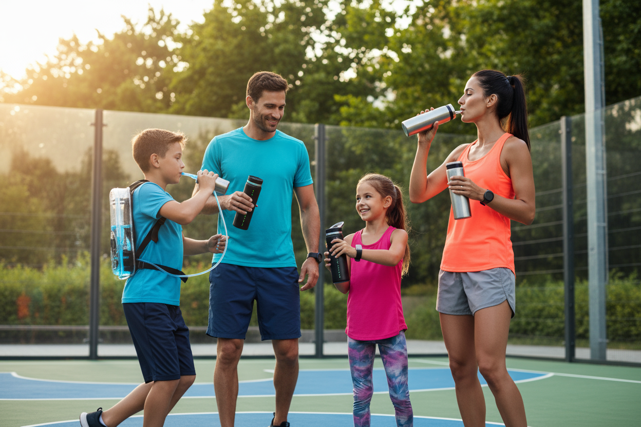 Jeune famille , hydratation tech sport